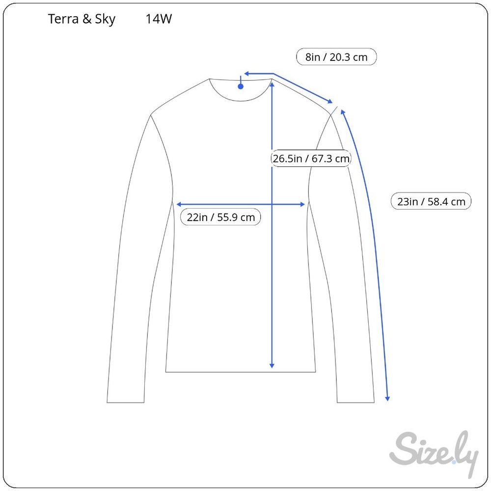 Terra & Sky Womens Sweater Size 0X 14W Blue Green Solid Long Sleeve Knit Popover - Picture 8 of 9